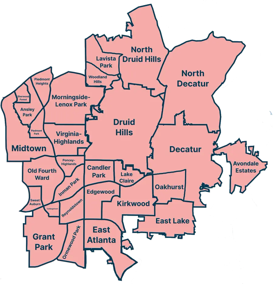 Map of Dandy's Atlanta neighborhoods